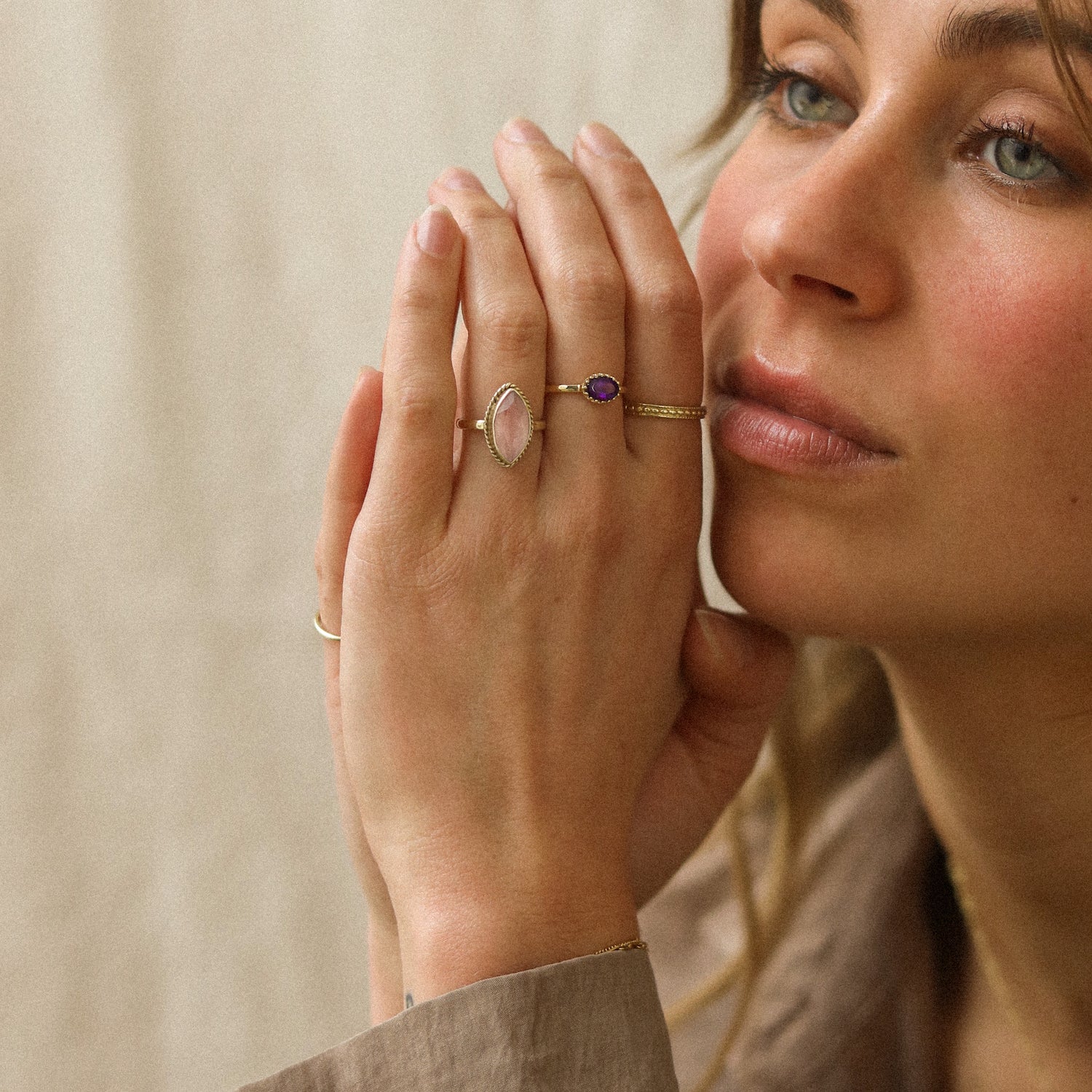 Rose Quartz Milly Marquise ring